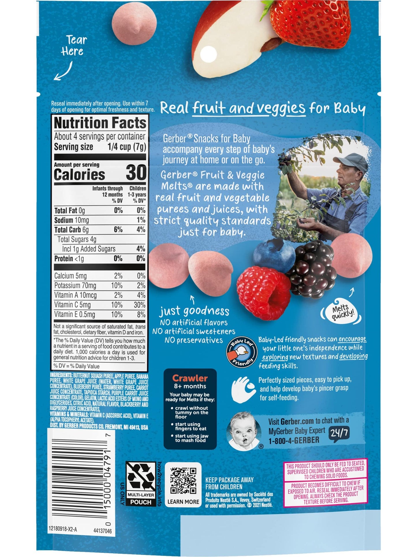Gerber Baby Snacks Yogurt Melts, Strawberry, 1 Ounce (Pack of 7)
