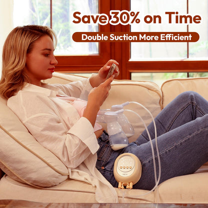 NCVI 8100 Double Electric Breast Pump Suitable for Large Nipples with 4 Modes|9 Levels, Anti-Backflow Milk Breastfeeding Pump with 24/28mm Silicone Flanges, Handheld Motor and LED Display, Ultra-Quiet