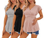 Ekouaer Maternity Shirts 3 Packs Flying Short Sleeve Nursing Tops Pregnancy Clothes