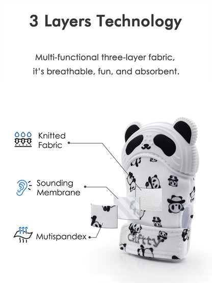 Giftty Baby Teething Mitten, Self-Soothing Teether Glove, Pain Relief Silicone Mitt, Double Breathable, Stay on Baby's Hand, Unisex for Babies 3-12 Months(2 Pink Mittens)