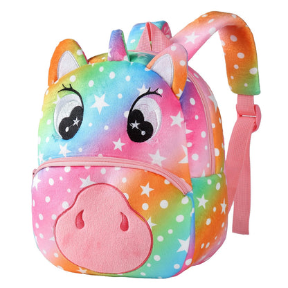 MICHLEY Toddler Backpack Plush Animal SchoolBag Cartoon Girls Travel Bag Mini Baby Daypack for Kids Kindergarten Pre School Bags, Cow