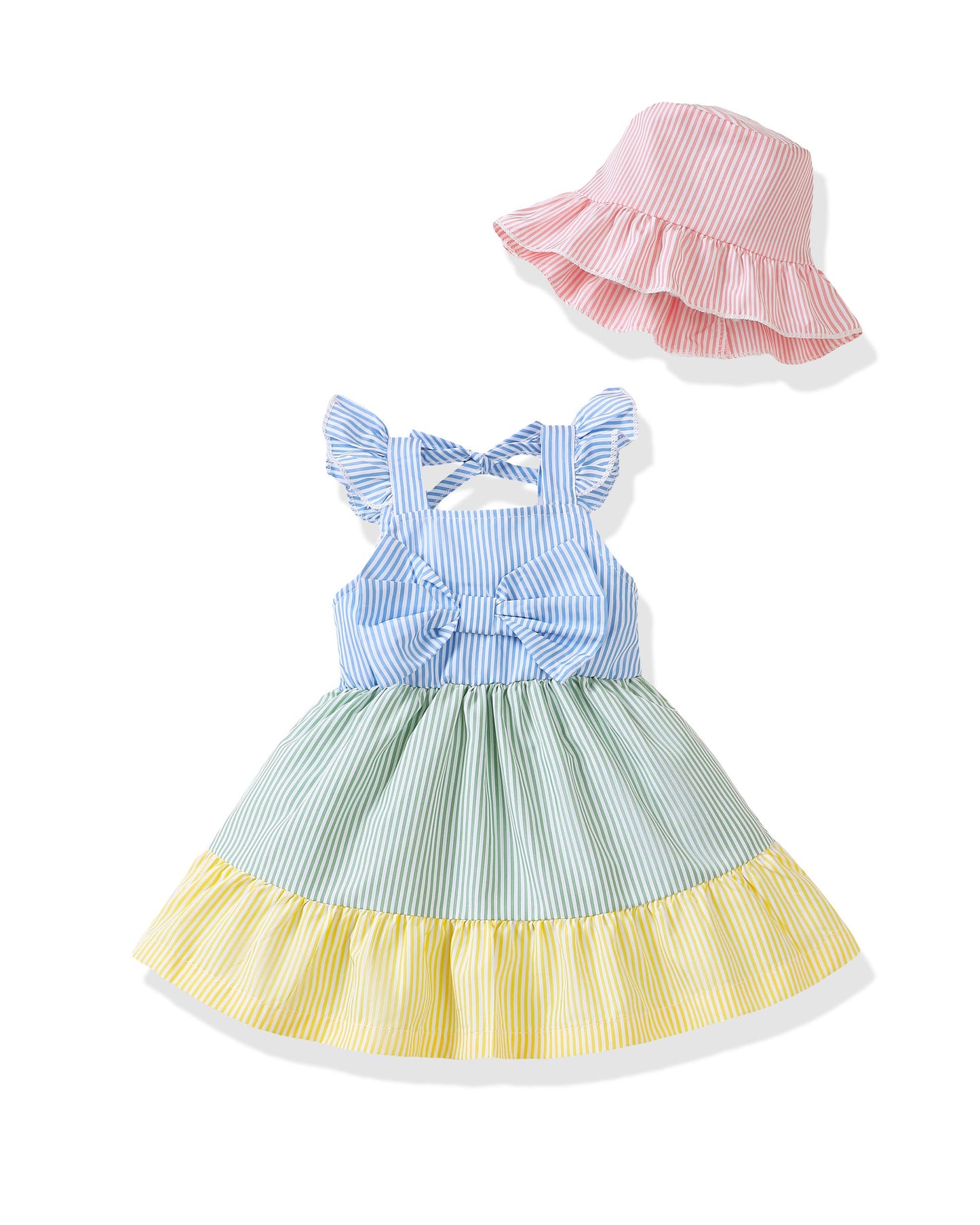 Renotemy Infant Baby Girl Dresses Toddler Girl Clothes Summer Cotton Linen Boho Smocked Sundress Gift for Girls with Hat