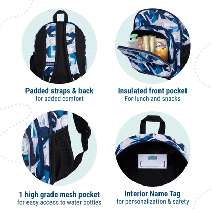 Wildkin 12-inch Kids Backpack – Padded, Adjustable, Ideal for Daycare & Travel - Trains, Planes, and Trucks