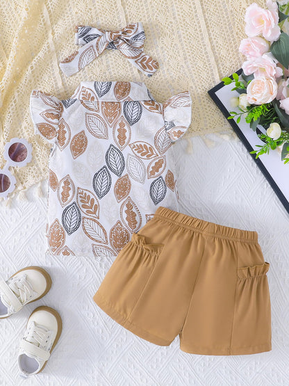 SUREPOCH Baby Girl Clothes Toddler Summer Embroidery Short Shirt Pant Girl Outfit Sleeveless Top Clothes Set