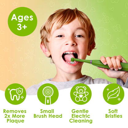 Brusheez Kids’ Electric Toothbrush Set - Safe & Effective for Ages 3+ - Parent Tested & Approved with Gentle Bristles, 2 Brush Heads, Rinse Cup, 2-Minute Timer, & Storage Base (Sparkle The Unicorn)