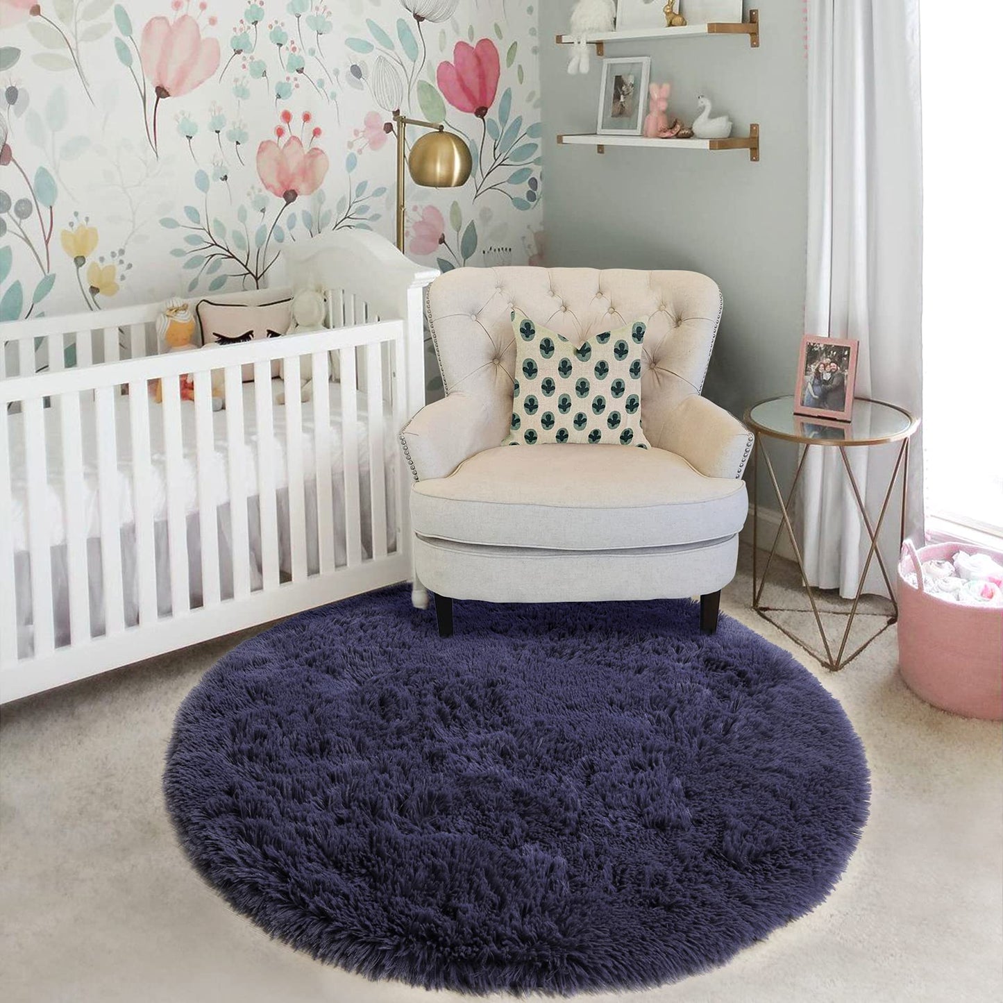 Pink Round Area Rugs 6Ft for Bedroom Living Room, Big Fluffy Shag Circle Rug for Kids Playroom, Cute Preppy Room Decor for Teen Girls, Cozy Fuzzy Furry Plush Carpets for Baby Nursery, Dorm, Classroom