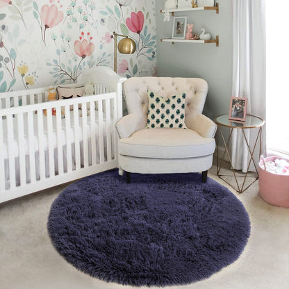 Pink Round Area Rugs 6Ft for Bedroom Living Room, Big Fluffy Shag Circle Rug for Kids Playroom, Cute Preppy Room Decor for Teen Girls, Cozy Fuzzy Furry Plush Carpets for Baby Nursery, Dorm, Classroom
