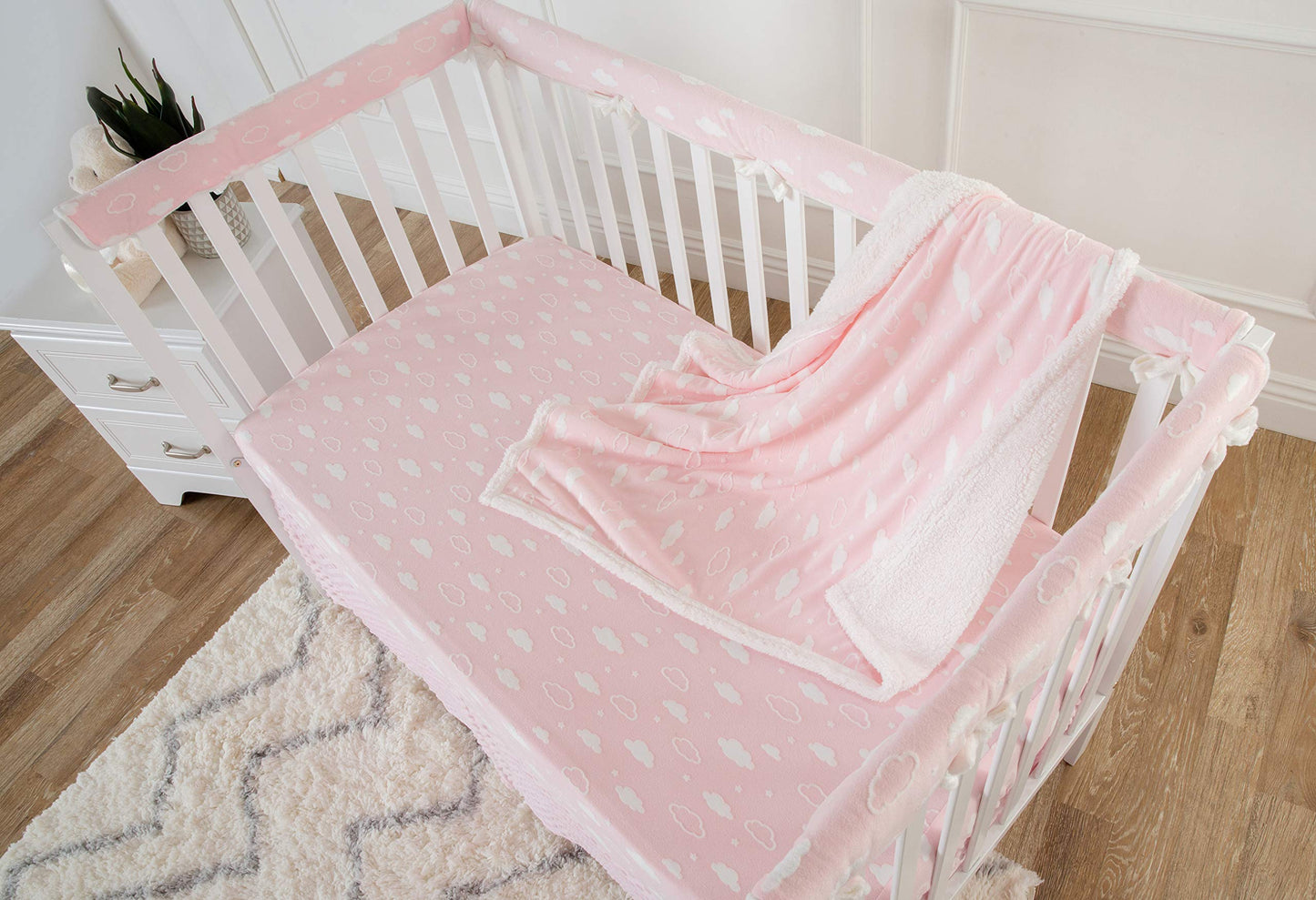 American Baby Company Heavenly Soft Chenille Sherpa Receiving Blanket, 3D Pink, 30" x 35", Warm and Cozy for Boys and Girls, Ideal for Baby Carrier, Stroller, and Travel