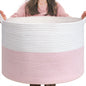 INDRESSME XXXLarge Cotton Rope Basket 21.7" x 21.7" x 13.8" Woven Baby Laundry Blanket Basket Toy Baskets with Handle Storage Comforter Cushions Thread Laundry Hamper