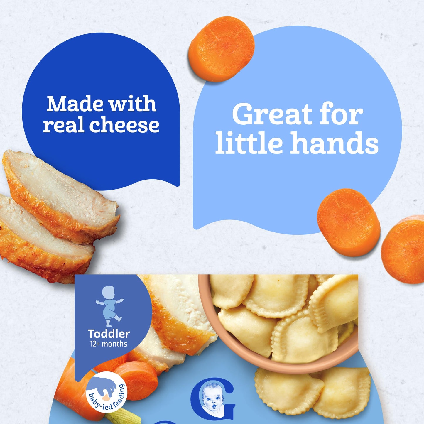 Gerber Pick-Ups Chicken and Parmesan Cheese Ravioli in Tomato Sauce Toddler Meals, 4.5 Oz Tray (Pack of 8)