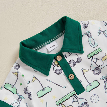 Baby Boy Rompers Half Button-up Jumpsuit Short Sleeve Bodysuit Summer Clothes