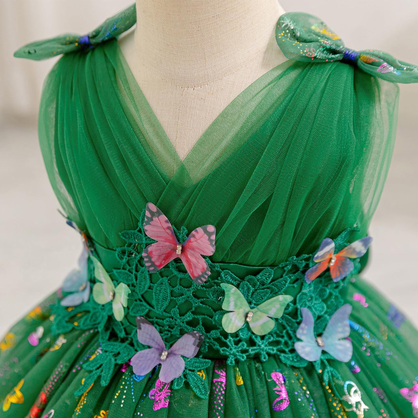 IDOPIP Toddler Baby Girls Shiny Butterfly Tutu Dress Princess Birthday Party Pageant Flower Girl Wedding V-Backless Dresses