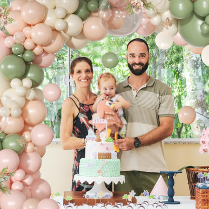 Pink and Sage Green Balloon Arch Kit 131 Pcs Dusty Pink Green Balloons Different Size for Wedding Birthday Baby Shower Gender Reveal Decorations