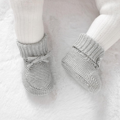 Hadetoto Baby Booties Newborn First Walkers Cozy Shoes Warm Knit Soft Booties for Toddler Infant Boy Girl