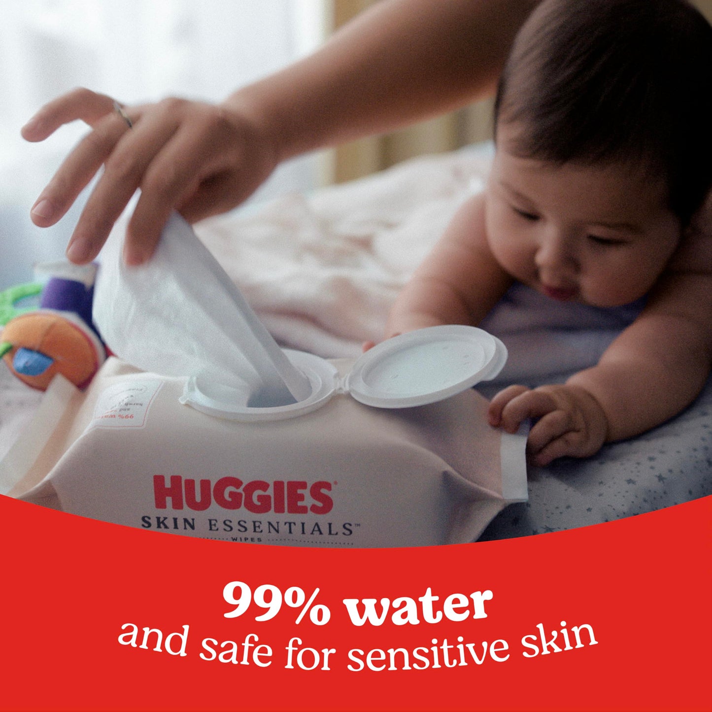 Huggies Skin Essentials Baby Wipes, Hypoallergenic, 99% Water, 2 Flip Top Packs (112 Wipes Total)