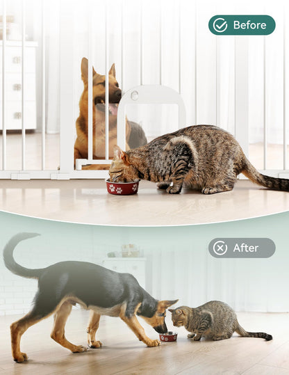 Babelio Upgraded Baby Gate with Cat Door, 29-43" Auto Close Durable Dog Gate for Stairs, Doorways and House, Easy Walk Thru Safety Gate with Pet Door Includes 4 Wall Cups, Black