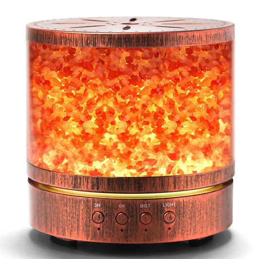 Essential Oil Diffuser Aromatherapy Diffuser - Himalayan Pink Salt Crystal Diffusers for Essential Oils with 7 Color Lights 2 Mist Mode, Reduce Noise Design for Baby Room, Yellow