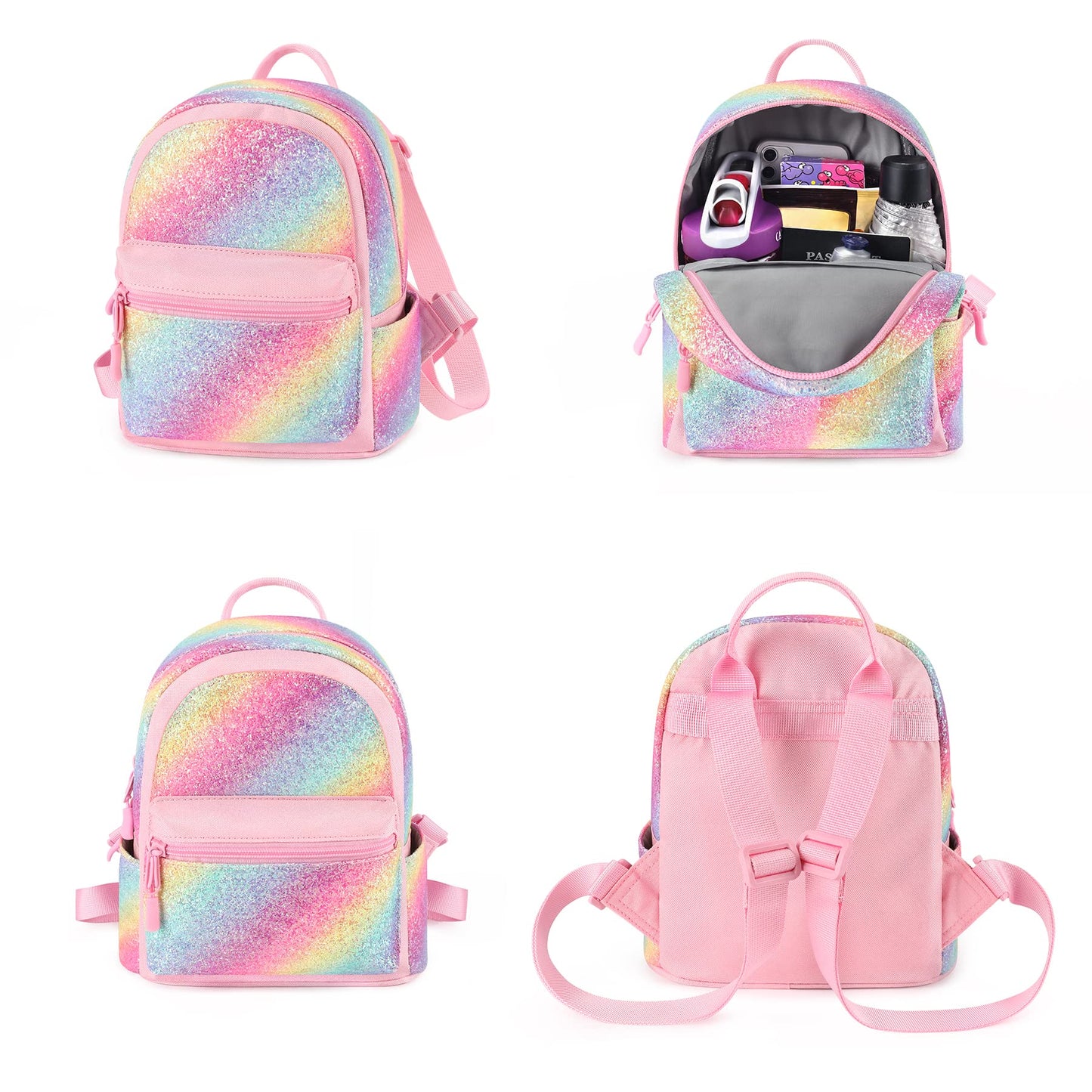 mibasies Mini Backpack for Girls Kids Rainbow Purse Dance Bag for Girls Gifts age 2 3 4 5 6 7 8 yrs