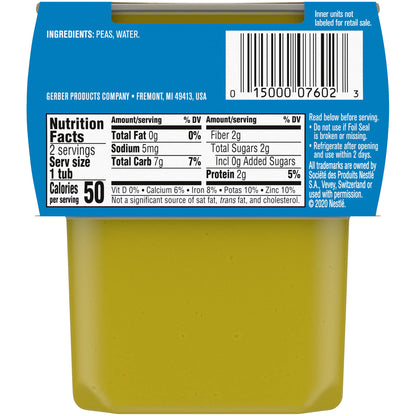 Gerber Baby Food Pea, 4 Oz, 2 Ct Tubs