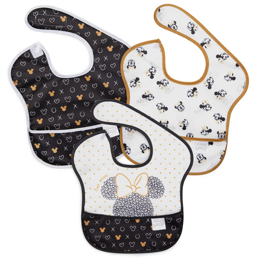 Bumkins Disney Bibs for Girl or Boy, SuperBib Baby and Toddler 6-24 Months, Essential Must Have for Eating, Feeding, Baby Led Weaning, Mess Saving Waterproof Soft Fabric, 3-pk Pooh Bear and Friends