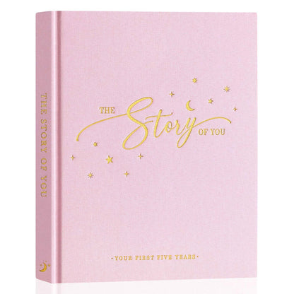 Lanpn Baby Memory Book - Linen Baby Book Journal Memories Keepsake - The Story of You - Newborn Baby First 5 Year Scrapbook Photo Book Milestone Album for Boy Girl New Parents (Sage Green, 154 Pages)
