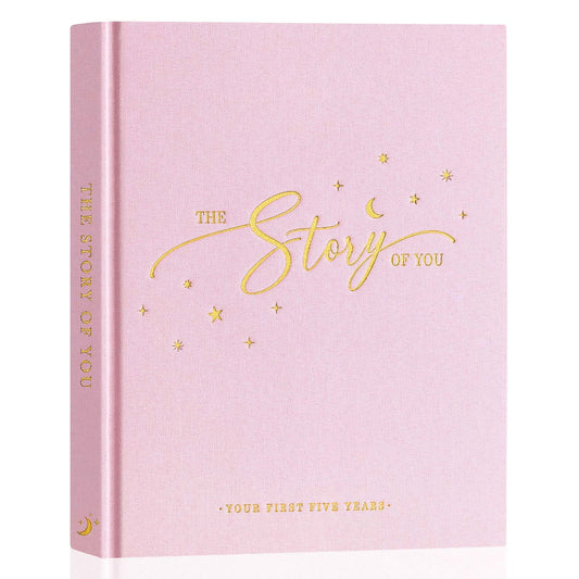 Lanpn Baby Memory Book - Linen Baby Book Journal Memories Keepsake - The Story of You - Newborn Baby First 5 Year Scrapbook Photo Book Milestone Album for Boy Girl New Parents (Sage Green, 154 Pages)