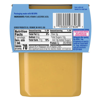 Gerber 2nd Food Baby Food Peach Puree, Natural & Non-GMO, 4 Ounce Tubs, 2-Pack (Pack of 8)