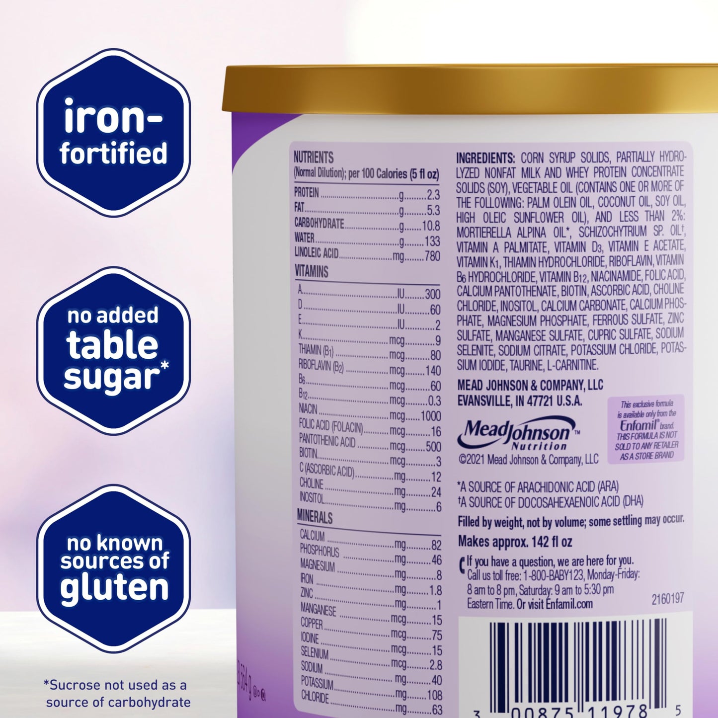 Enfamil Gentlease Baby Formula, Clinically Proven to Reduce Fussiness, Crying, Gas & Spit-up in 24 hours, Brain-Building Omega-3 DHA & Choline, Infant Formula Powder, Baby Milk, 19.9 Oz Can, 4 Count