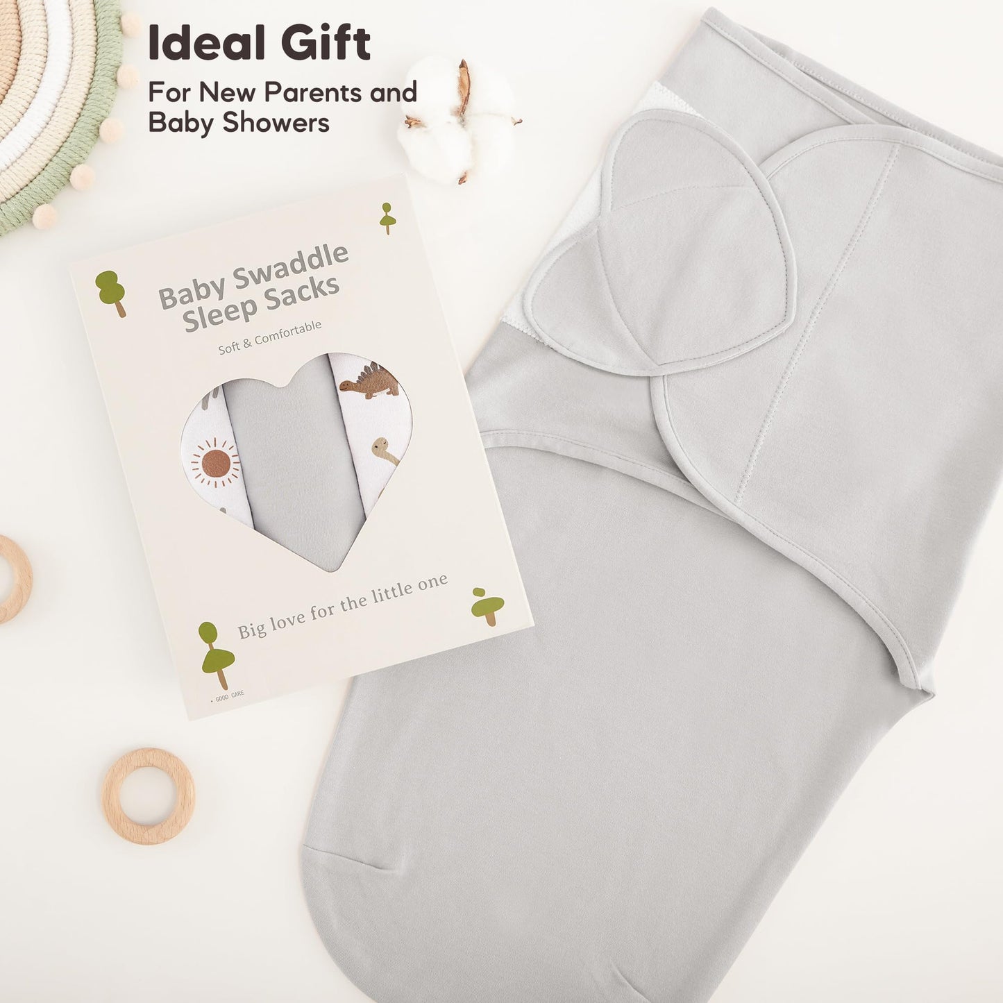 Susurration Swaddles for Newborns, 100% Cotton Baby Swaddle Sleep Sack, with Adjustable Velcro, Breathable and Durable Unisex Swaddle Sleep Sack, 3 Pack