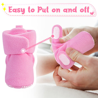 Pro Goleem Fleece Baby Booties, Warm Cozy Baby Slippers, Stay On Sock Shoes, Easy to Put on, Unisex Baby Gifts, Soft Non-Slip Adjustable Newborn Boots for Boys and Girls