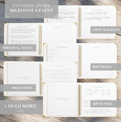 Keepsake Baby Memory Book for Boys and Girls – Timeless First 5 Year Baby Book – Neutral Journal Scrapbook or Photo Album - Record a Milestone for Every Event from Birth to Age 5