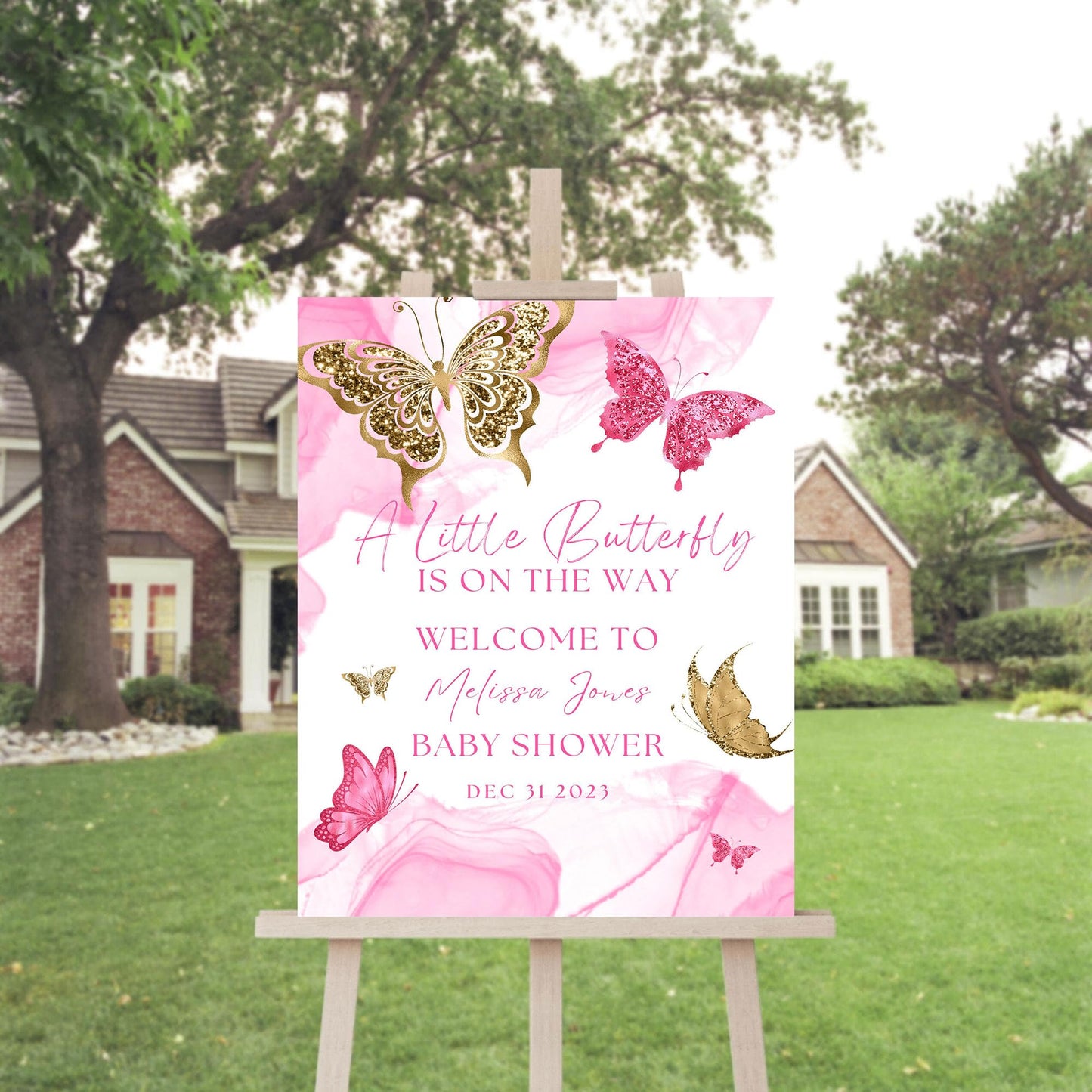Personalized A Little Snowflake Is On The Way Welcome Sign, Pink, Girl, Winter Baby Shower Canvas