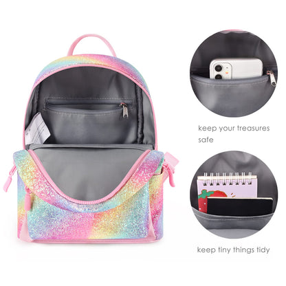 mibasies Mini Backpack for Girls Kids Rainbow Purse Dance Bag for Girls Gifts age 2 3 4 5 6 7 8 yrs