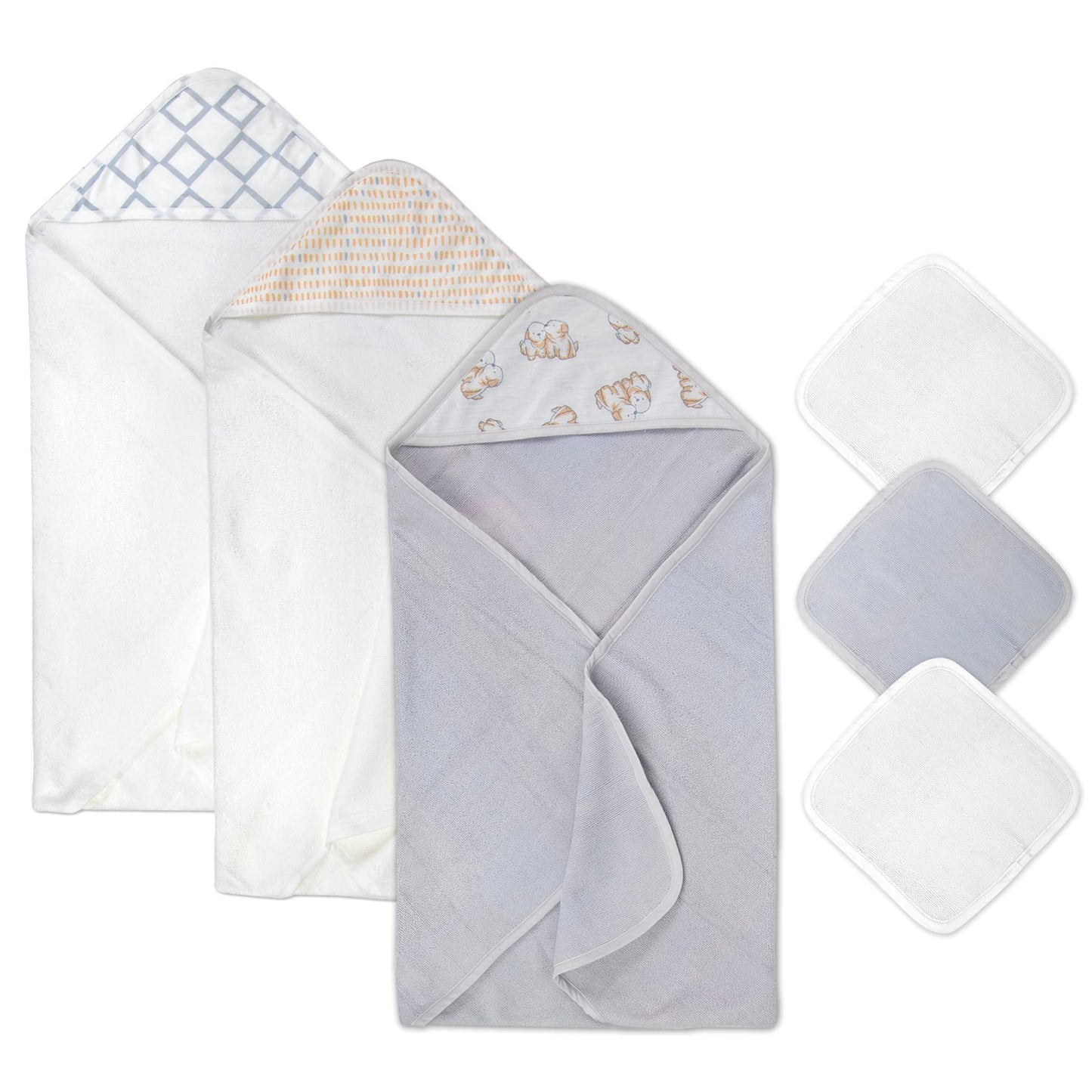 Hooded Baby Bath Towel and Washcloth 6 Piece Set for Newborns, Infants & Toddlers, Boys & Girls Baby Hooded Towels Set