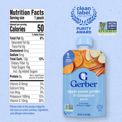 Gerber Baby Food Toddler Apple Pear Peach, 3.5 Oz Pouch