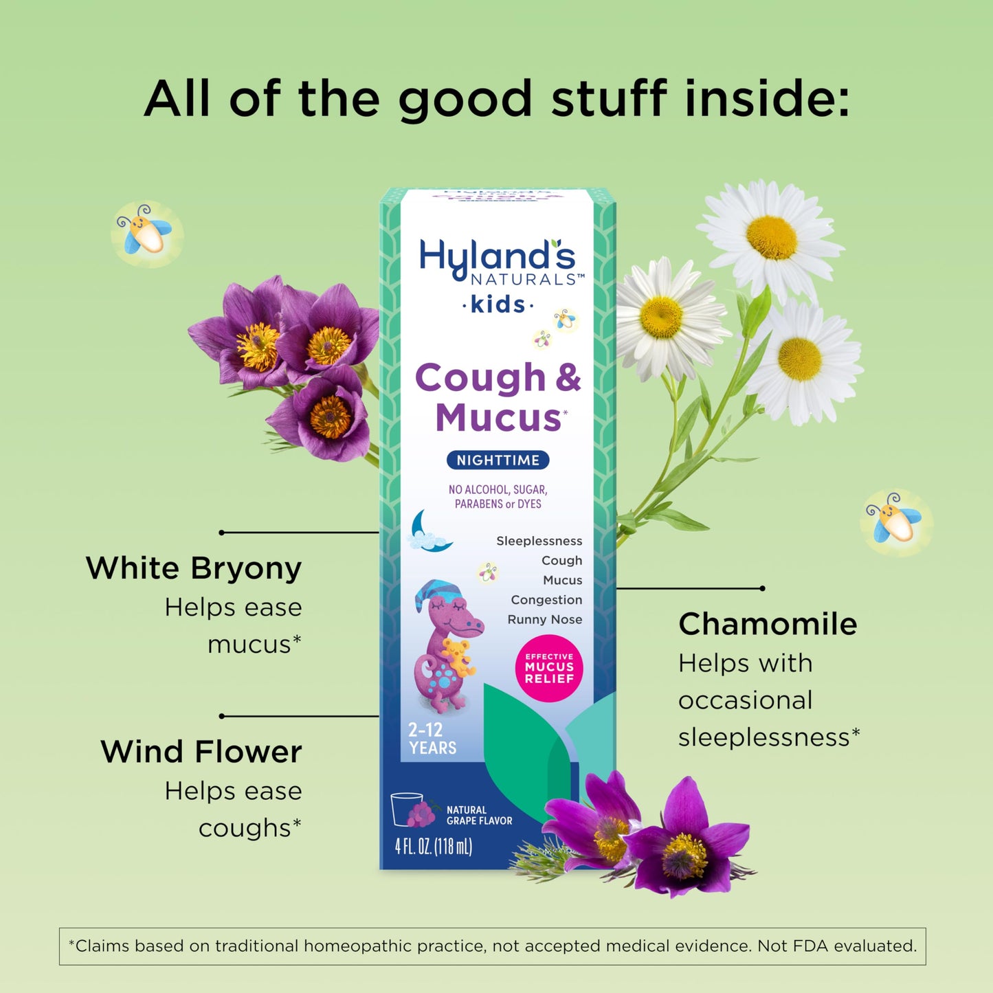 Hyland's Kids Nighttime Organic Cough Syrup and Immune Support with Agave, Elderberry and Pomegranate, Soothes Cough, and Supports Immunity, 4 Fl. Oz.