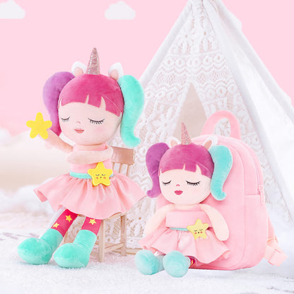 Lazada Girls Backpack with Doll Toddler Toys Baby Girls Gifts Rag Dolls 9.5“