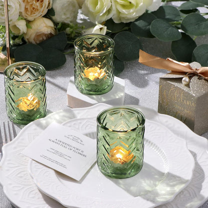 LAMORGIFT 12 PCS Blue Tealight Holders - Blue Votive Candle Holders for Wedding Party Decorations - Bulk for Wedding Reception, Bridal Shower, Baby Shower Party Decor