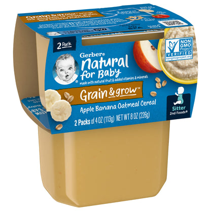 Gerber 2nd Foods Tubs Breakfast Cereal Variety Pack, 3 Pear Cinnamon Oatmeal, 3 Apple Banana Oatmeal, 3 Apple Banana Mixed, 3 Apple Mango Rice, 3 Apple Strawberry Blueberry, 15 CT