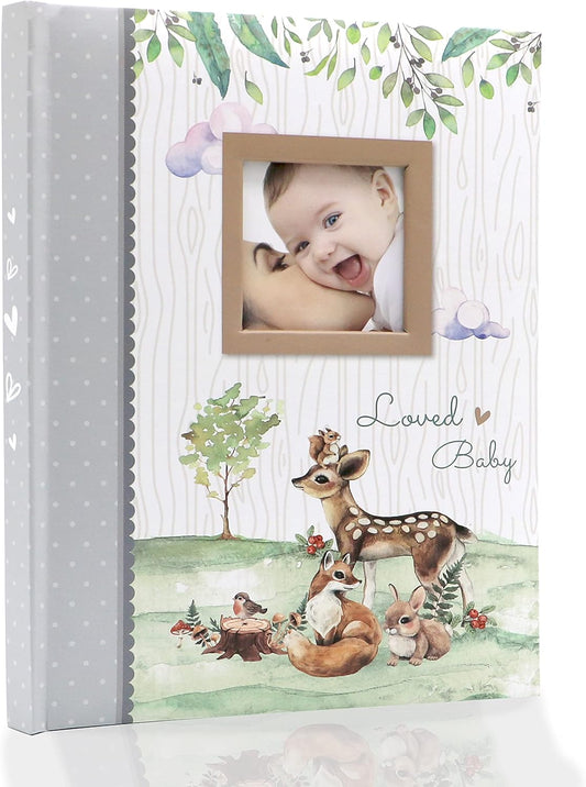 Holoary First 5 Years Baby Memory Book - 76 Colourful Illustrated Keepsake Journal Pages Record Book Album for Newborn Baby Boy or Girl, Woodland Animals Design