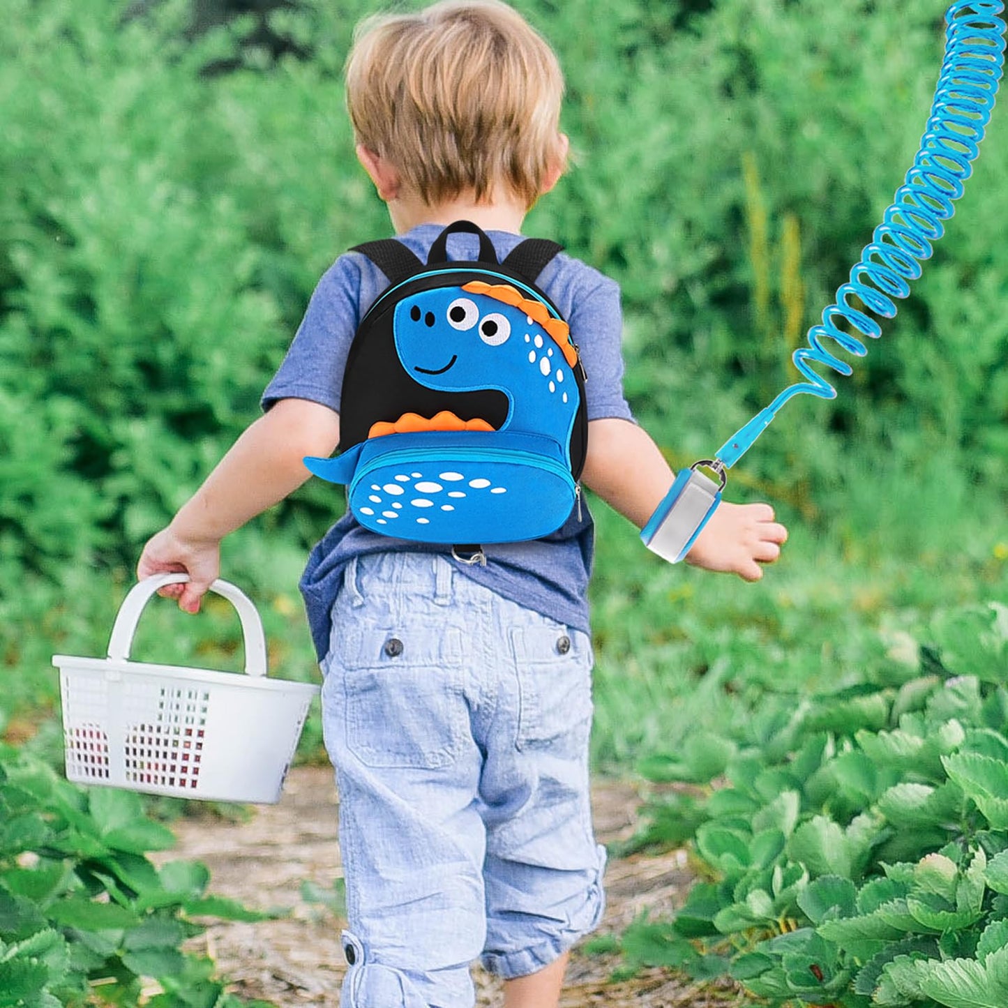 Accmor Toddler Harness Backpack Leash, Cute Dinosaur Backpacks with Anti Lost Wrist Link, Cute Mini Child Backpack Wristband Tether Strap and Protection Leashes for Boys Girls Aged 1-3 Years