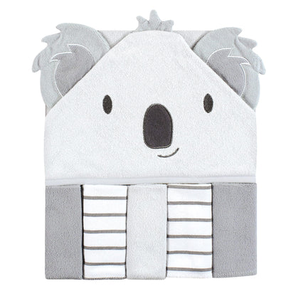 Hudson Baby Unisex Baby Hooded Towel and Five Washcloths, Modern Giraffe, One Size