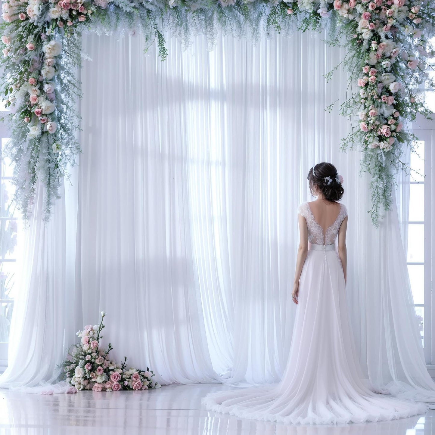 Champagne Tulle Backdrop Curtain for Parties Wedding 10ft×8ft Champagne Sheer Backdrop Curtains for Baby Shower Bridal Shower Reception Birthday Party Christmas Photoshoot Decorations 2 Panels