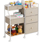 Baby Diaper Caddy Organizer and Storage - 3 Tier Rolling Cart with Dividers and Drawers, Easy To Assemble, Mobile Utility Cart with Wheels for Nursery, Bedroom, Changing Table & Crib
