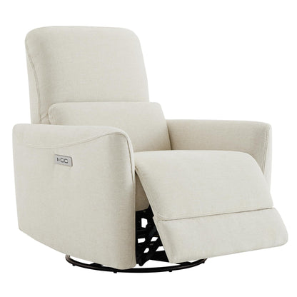 CHITA Power Recliner Chair Swivel Glider, FSC Certified Upholstered Living Room Nursery Reclining Sofa Chair with Lumbar Support, Linen