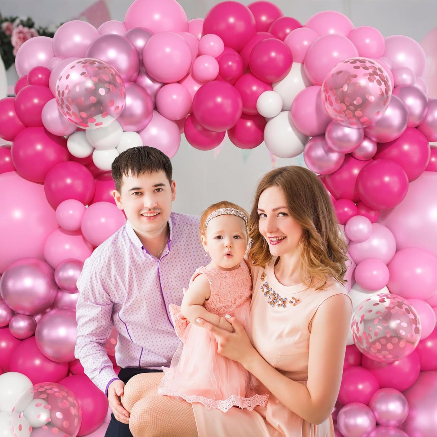 Ouddy Life 157 Pcs Boho Dusty Pink Balloons Arch Garland Kit, Blush Neutral Pink Sand White Metallic Gold Different Size Balloon for Girls Baby Shower Birthday Wedding Gender Reveal Party Decorations