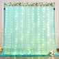 White Tulle Backdrop Curtain with Lights String for Parites 10×8ft Sheer Backdrop Curtains White Curtain Backdrop for Wedding Baby Shower Birthday Party Photo Shoot Decorations(2 Panels 10ft×8ft)