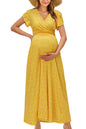 OUGES Maternity Maxi Dress Wrap V Neck Baby Shower Pregnancy Dresses for Photoshoot
