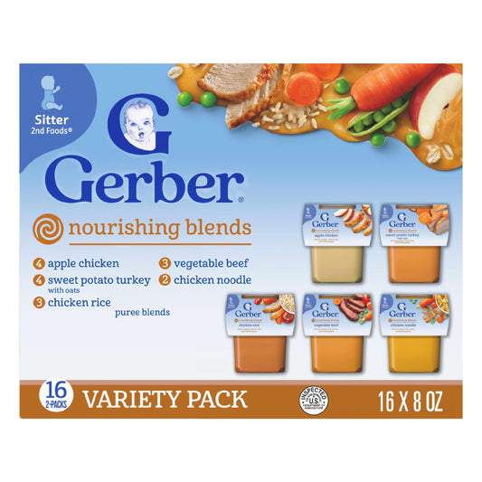 Gerber Stage 2 Baby Food, Super Blends Puree Tubs, No Added Colors or Flavors, Baby Puree, Variety 32-Pack