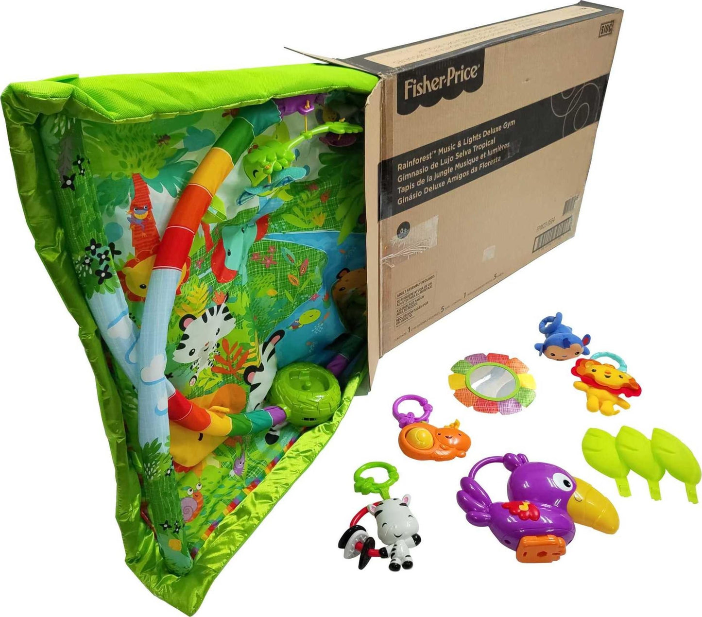 Fisher-Price Baby Playmat Rainforest Music & Lights Deluxe Gym with 10+ Activities & Toys for Developmental Play for Newborns Ages 0+ Months